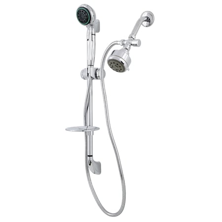 Kingston Brass Shower Combo, Polished Chrome, Wall Mount KSK2521SG1